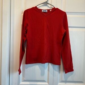 Vintage Q&A Red Long Sleeve T-Shirt - Size Large